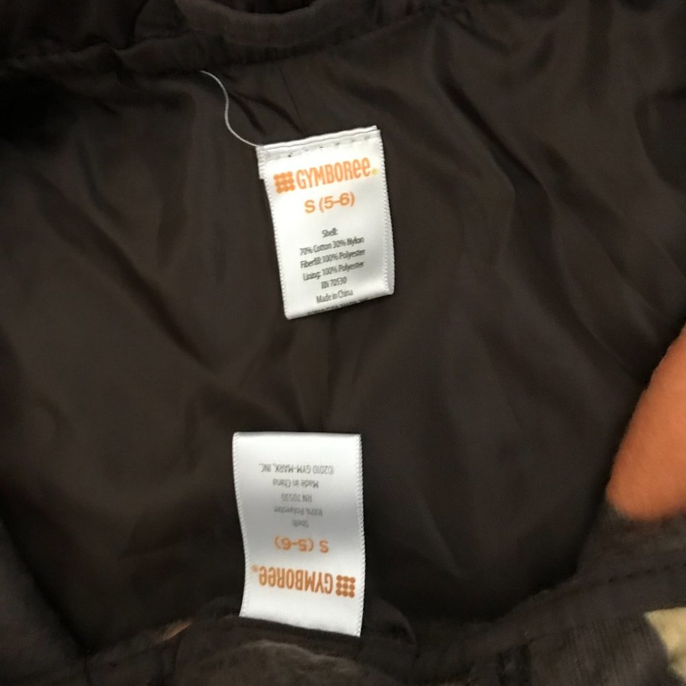 Gymboree Girls Size S (Age 5-6), 2-in-1 Brown Coat with Removable Fleece Hoodie - Picture 3 of 5